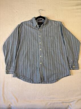 Members Only Club House Blue Striped Shirt Men XL Vintage